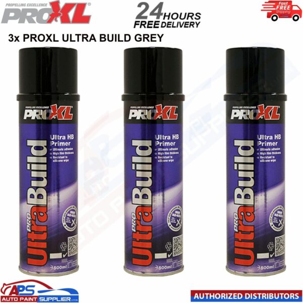 3x PROXL Pro Ultra Build High Build Primer Aerosol 500ml Grey - FAST DELIVERY Model: ULTRABUILD
