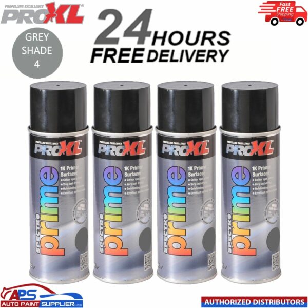 4 X PROXL SPECTRO PRIME AEROSOL 400ML - GREY SHADE 4 - PRO XL SPOT ETCH Model: PROSPECTROGS4