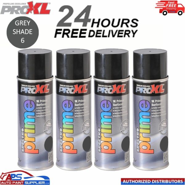 4 X PROXL SPECTRO PRIME AEROSOL 400ML - GREY SHADE 6 - PRO XL SPOT ETCH Model: PROSPECTROGS6