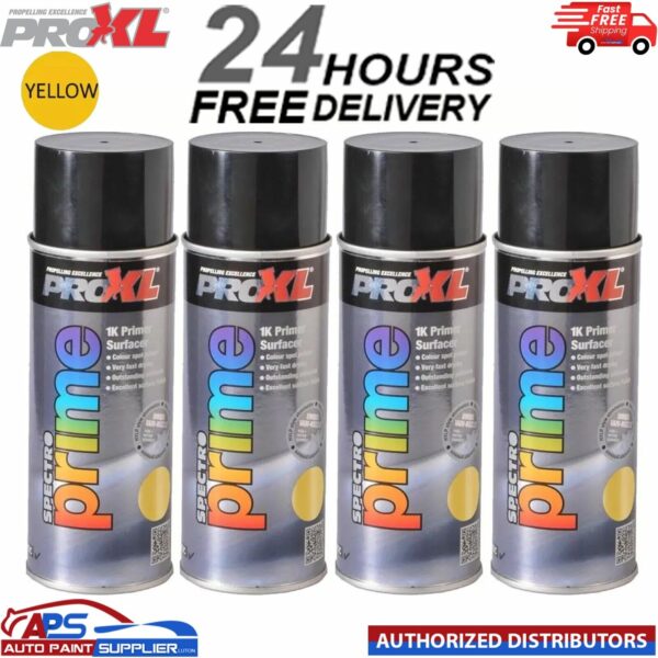 4 X PROXL SPECTRO PRIME AEROSOL 400ML - YELLOW -PRO XL SPOT PRIMER ETCH Model: PROSPECTROYELL
