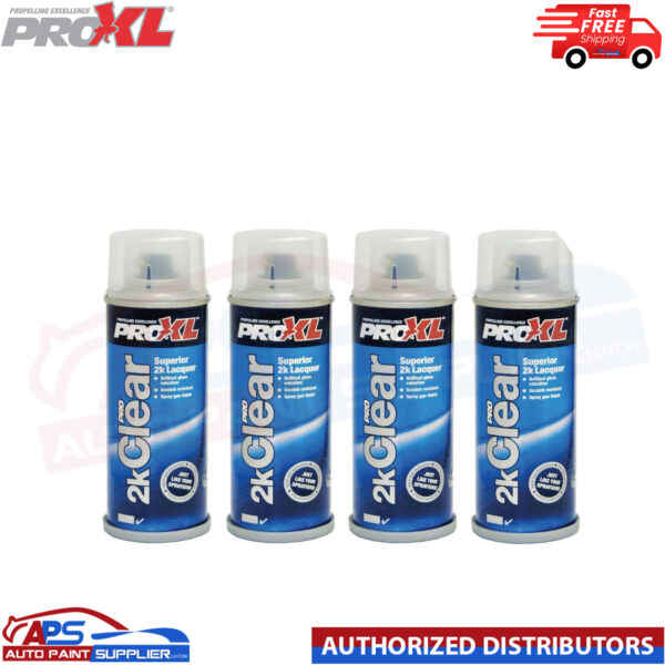 4x PROXL Pro 2K CLEAR – 2k Hi-Gloss Clear Coat Aerosol 200ml Model: PRO2KCLEAR