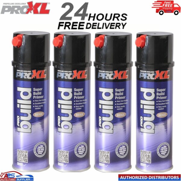 4x PROXL Pro Build Super Build Beige primer Aerosol (500ml) CAN HIGH QUALITY Model: PROBUILDW