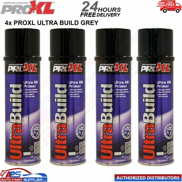 4x PROXL Pro Ultra Build High Build Primer Aerosol 500ml Grey - FAST DELIVERY Model: ULTRABUILD
