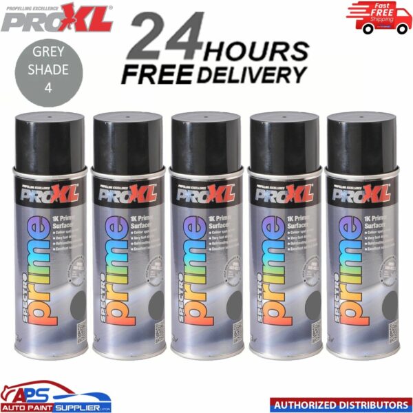 5 X PROXL SPECTRO PRIME AEROSOL 400ML - GREY SHADE 4 - PRO XL SPOT ETCH Model: PROSPECTROGS4
