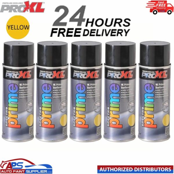 5 X PROXL SPECTRO PRIME AEROSOL 400ML - YELLOW -PRO XL SPOT PRIMER ETCH Model: PROSPECTROYELL