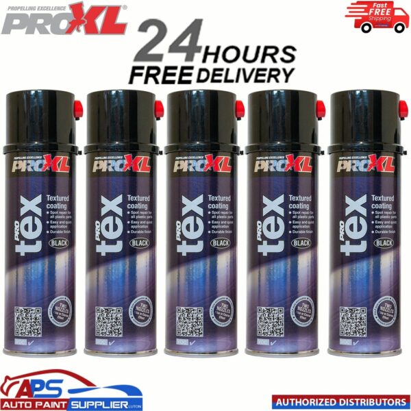 5x PROXL PROTEX TEXTURE COATING BLACK AEROSOL 500ML - BUMPER PLASTIC TRIM Model: PROTEX black