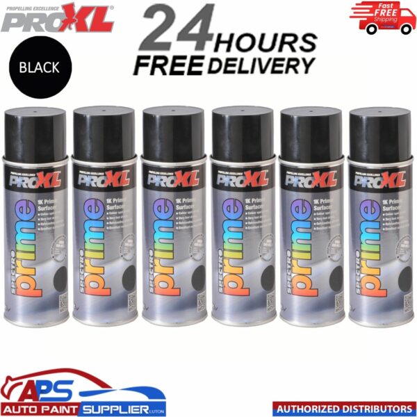 6 X PROXL SPECTRO PRIME AEROSOL 400ML - BLACK -PRO XL SPOT ETCH Model: PROSPECTROBLK