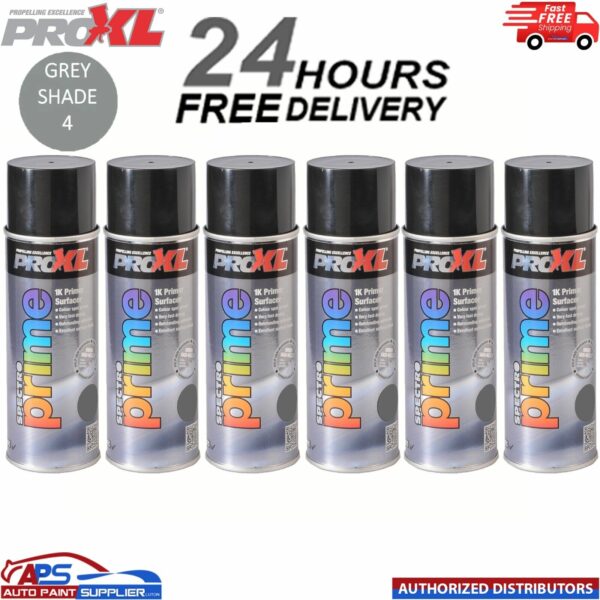 6 X PROXL SPECTRO PRIME AEROSOL 400ML - GREY SHADE 4 - PRO XL SPOT ETCH Model: PROSPECTROGS4