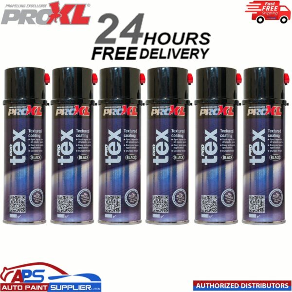 6x PROXL PROTEX TEXTURE COATING BLACK AEROSOL 500ML - BUMPER PLASTIC TRIM Model: PROTEX
