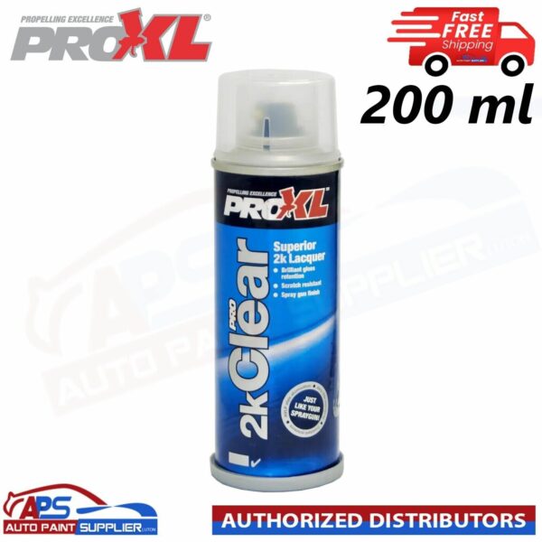 PRO XL PRO 2K CLEAR GLOSS AEROSOL PAINT - 200ML LACQUER PETROL RESISTANT Model: PRO2KCLEAR