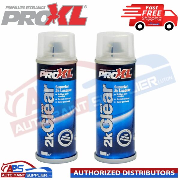2x PROXL Pro 2K CLEAR – 2k Hi-Gloss Clear Coat Aerosol 200ml Model PRO2KCLEAR