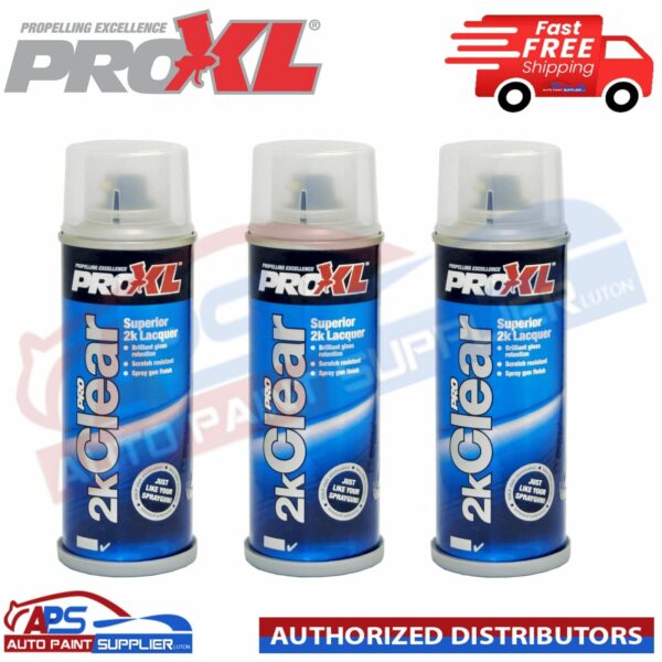3x PROXL Pro 2K CLEAR – 2k Hi-Gloss Clear Coat Aerosol 200ml Model PRO2KCLEAR