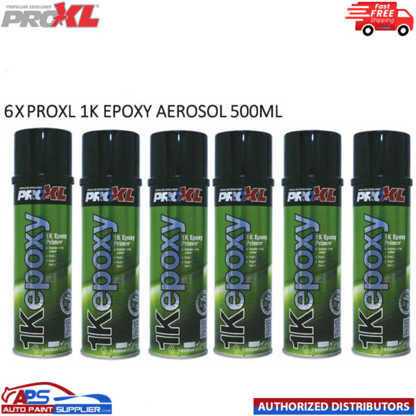 1 FREE CAN WITH 6 X PRO XL 1K EPOXY PRIMER AEROSOL 500ML - BARE METAL ANTI RUST WELD THROUGH Model: 1KEPOXY