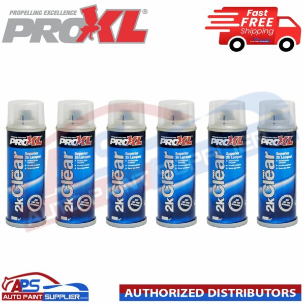 1 FREE CAN WITH 6 X PRO XL PRO 2K CLEAR GLOSS LACQUER AEROSOL PAINT PROXL 200ML PETROL RESISTANT Model: PRO2KCLEAR