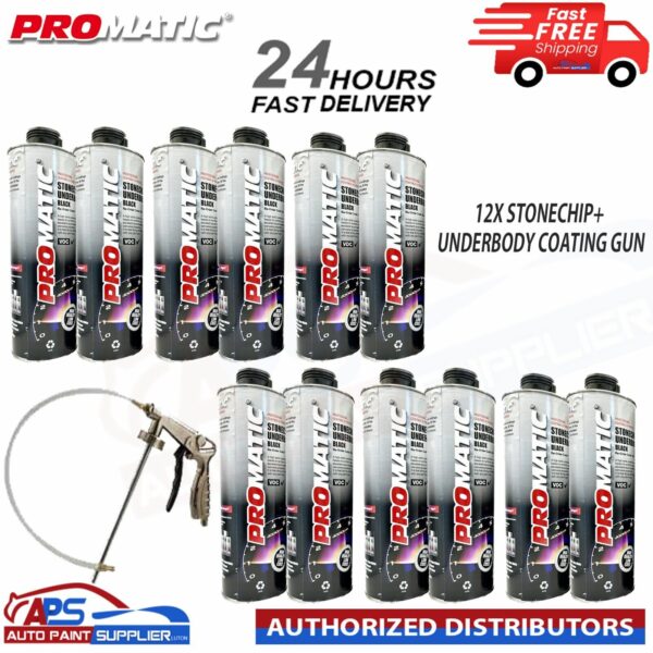 12X PROMATIC STONECHIP UNDERBODY BLACK COATING 1L + UNDERBODY COATING GUN Model: 12X PROMATIC STONECHIP