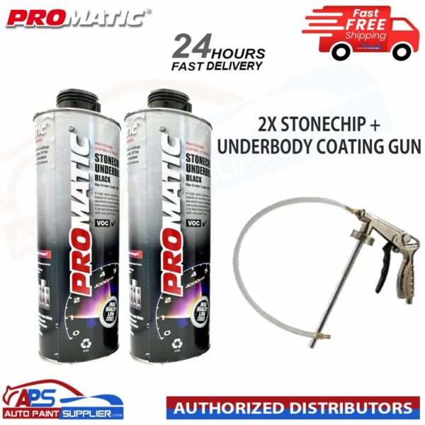 2X PROMATIC STONECHIP UNDERBODY BLACK COATING 1L + UNDERBODY COATING GUN Model: 2X PROMATIC STONECHIP
