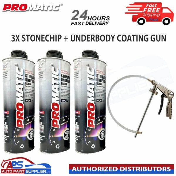 3X PROMATIC STONECHIP UNDERBODY BLACK COATING 1L + UNDERBODY COATING GUN Model: 3X PROMATIC STONECHIP