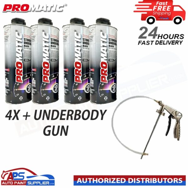 4X PROMATIC STONECHIP UNDERBODY BLACK COATING - 1L + UNDERBODY COATING GUN Model: 4X PROMATIC STONECHIP