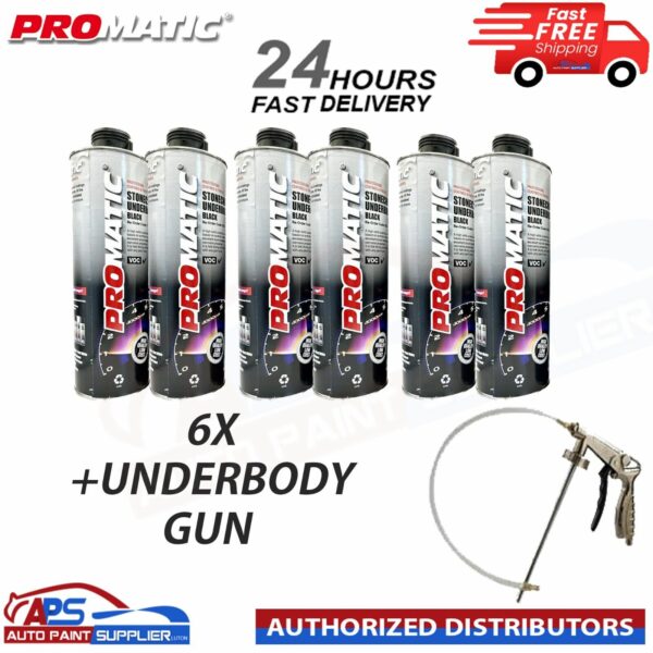 6X BLACK PROMATIC STONECHIP UNDERBODY COATING 1L + UNDERBODY COATING GUN Model: 6X PROMATIC STONECHIP