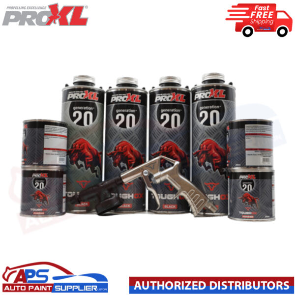 ToughOX BLACK 4 Bottle Kit Tough Truck Bed Liner Coating + Schutz Spray Gun Model: TOG20KIT