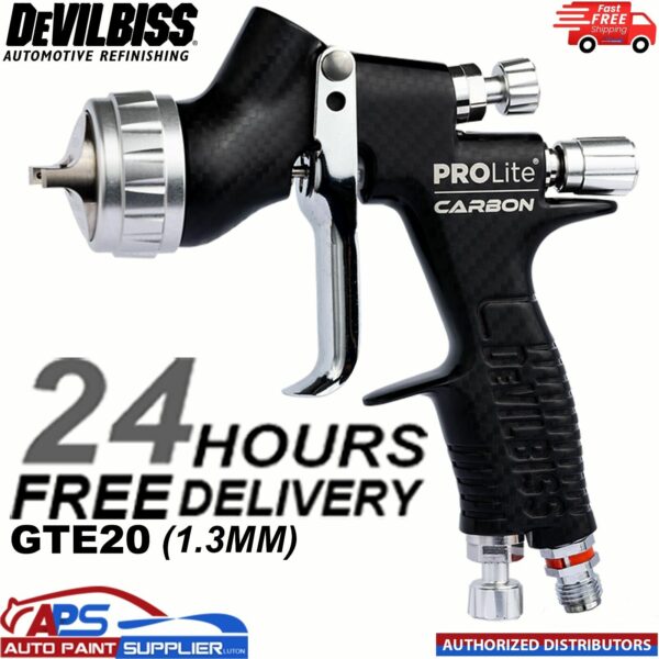 DeVilbiss Carbon Edition PROLite 1.3mm General Setup Spray Gun GTE20 905072-CB Model: 90572-CB