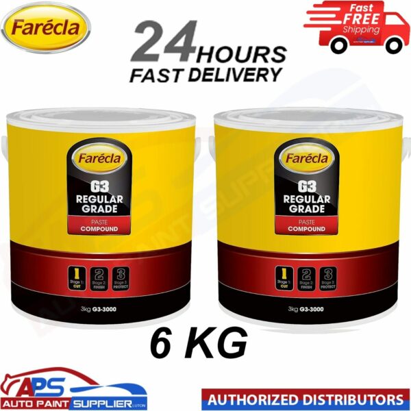 2x Farecla G3 Rubbing Compound Regular Cutting Paste G3-3000 6 kg kit Model: G3-71