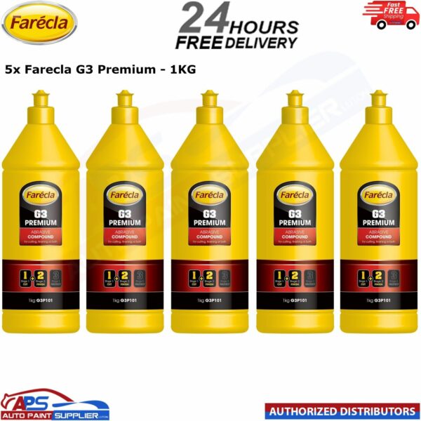 5x FARECLA G3 PREMIUM ABRASIVE CUTTING COMPOUND 1KG - G3P101 Model: G3P101