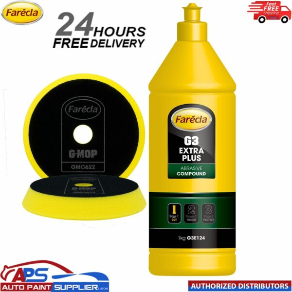 Farecla G3 Extra Abrasive Cutting Compound 1kg Bottle + 1 x GMC622 Head Model: G3E1244+GMC-622