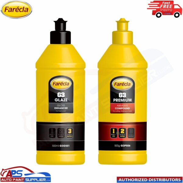 Farecla G3 Premium Compound 500g with Farecla G3 Glaze Gloss Enhancer 500ml Model: G3G501+G3P506