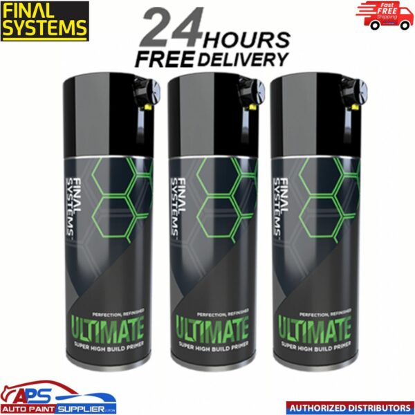 3 x FINAL SYSTEMS ULTIMATE SUPER HIGH BUILD PRIMER - GREY 400ml Model: FINAL SYSTEMS ULTIMATE