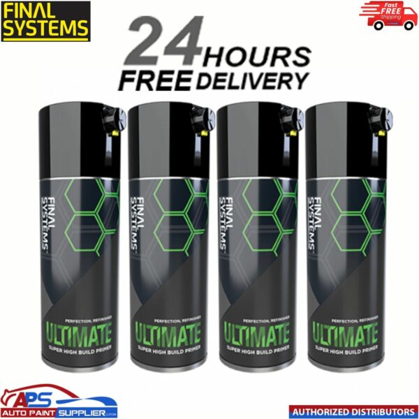 4 x FINAL SYSTEMS ULTIMATE SUPER HIGH BUILD PRIMER - GREY 400ml Model: FINAL SYSTEMS ULTIMATE