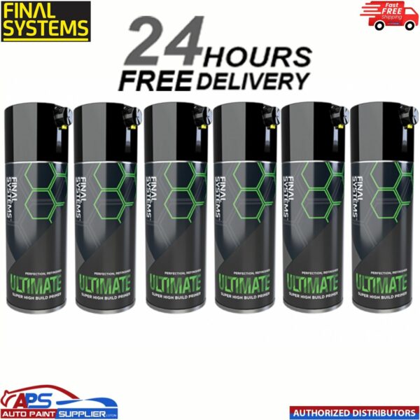 6 x FINAL SYSTEMS ULTIMATE SUPER HIGH BUILD PRIMER - GREY 400ml Model: FINAL SYSTEMS ULTIMATE