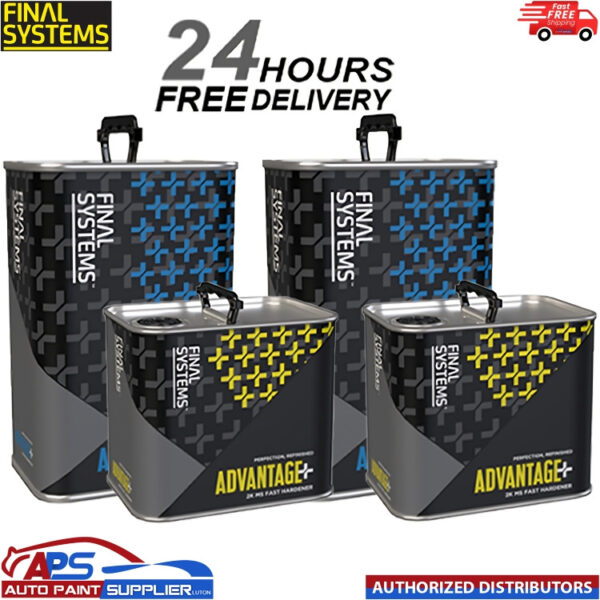 2x FINAL SYSTEMS ADVANTAGE+ 2K MS CLEAR COAT LACQUER WITH MS FAST HARDENER Model: FL2010+FL2013