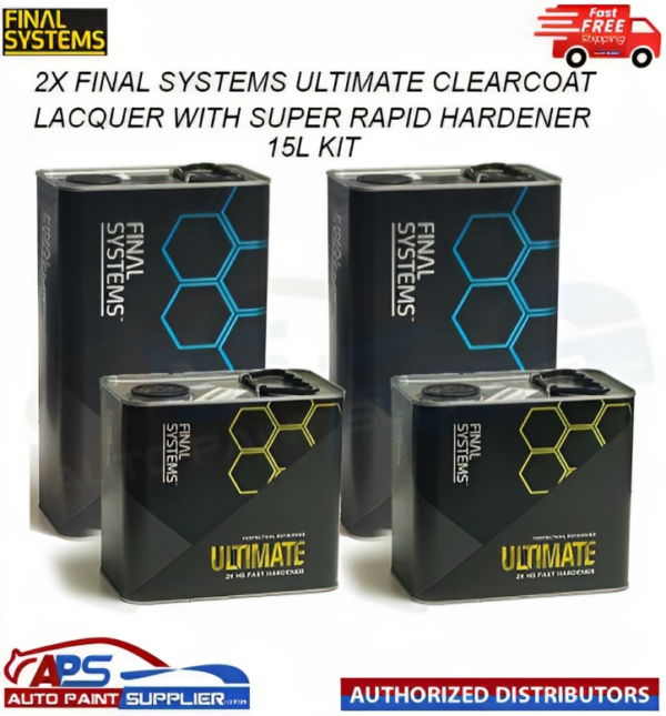 2X FINAL SYSTEMS ULTIMATE CLEARCOAT LACQUER WITH SUPER RAPID HARDENER - 15L KIT Model: FL2020/2SR