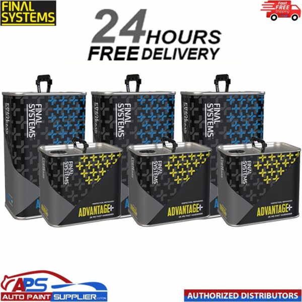3x FINAL SYSTEMS ADVANTAGE+ 2K MS CLEAR COAT LACQUER WITH MS FAST HARDENER Model: FL2010+FL2013