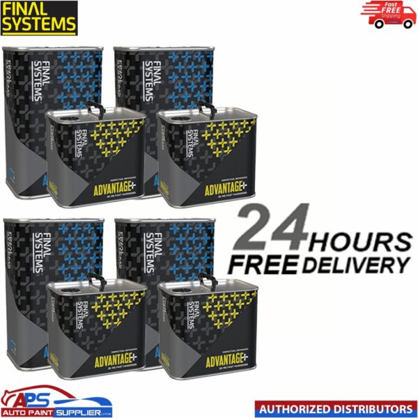 4x FINAL SYSTEMS ADVANTAGE+ 2K MS CLEAR COAT LACQUER WITH MS FAST HARDENER Model: FL2010+FL2013