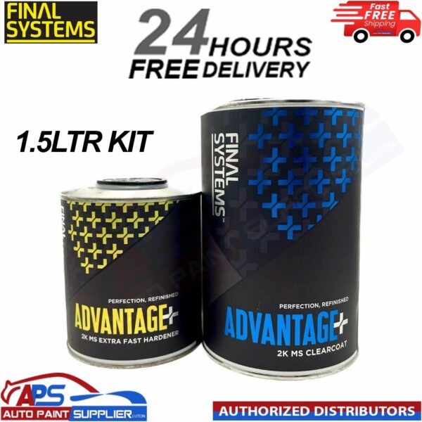 Final Systems Advantage+ 2K MS Clear Coat With Extra Fast Hardener 1.5LTR KIT Model: Final Systems Advantage