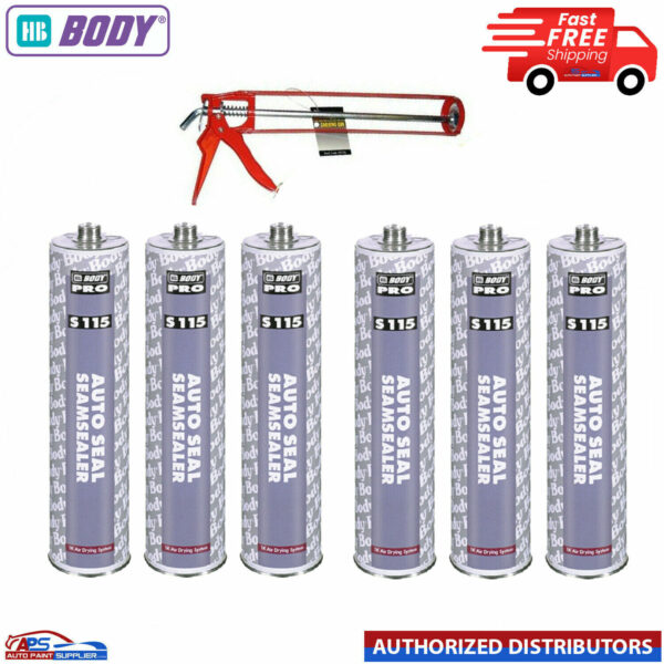 6x HB Body S115 Seam Sealer Cartridge K Car Body Sealer 300ML With Caulking Gun Model S115