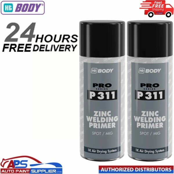 2x HB BODY P311 ZINC WELD THROUGH PRIMER AEROSOL 400ML - BLACK Model: HBB510.02.0006.0