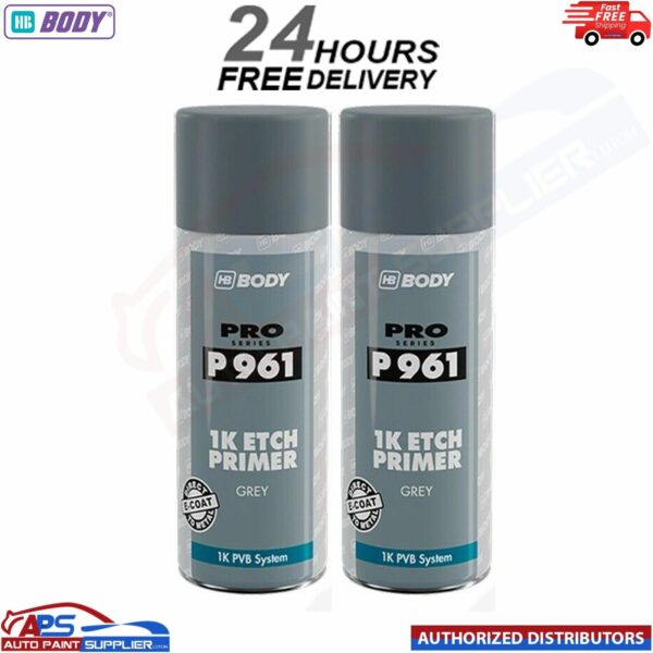 2x HB BODY P961 1K ETCH PRIMER AEROSOL 400ML - GREY Model: 510.06.0004.01Z2