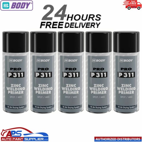 5 X HB BODY P311 ZINC WELD THROUGH PRIMER AEROSOL 400ML - BLACK Model: 5 X HBB510.02.0006.0