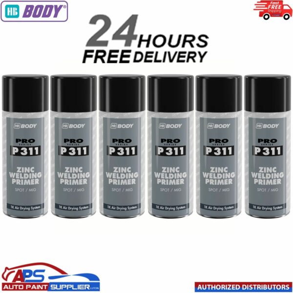6 X HB BODY P311 ZINC WELD THROUGH PRIMER AEROSOL 400ML - BLACK Model: 6 X HBB510.02.0006.0