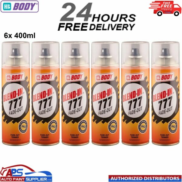 6x HB Body Blend In 777 Fade Out Thinner Aerosol BLENDS LACQUER EDGES - 400ml Model: 777