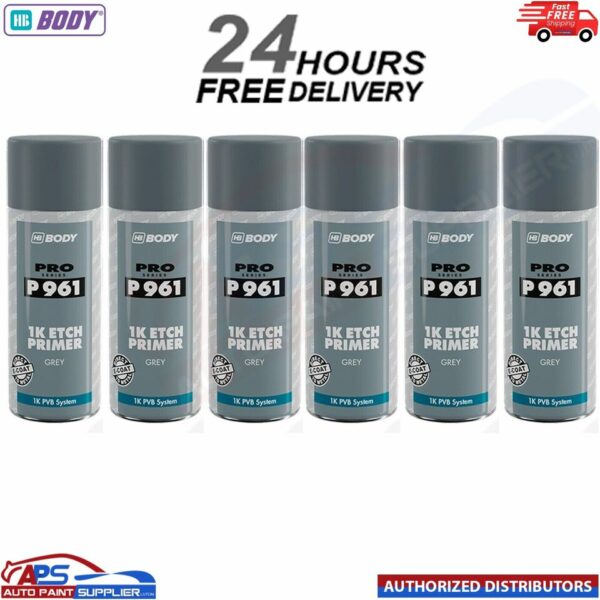 6x HB BODY P961 1K ETCH PRIMER AEROSOL 400ML - GREY Model: 510.06.0004.01