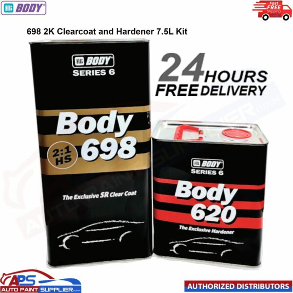 HB BODY SERIES 6 BODY698 2:1 HS 2K CLEARCOAT WITH BODY620 HARDENER 7.5 LTR KIT Model: KIT108.698.620