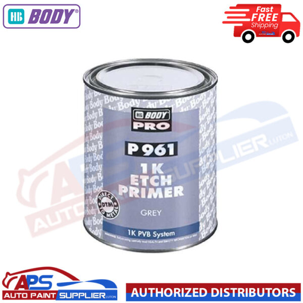HB BODY P961 1K ETCH PRIMER GREY 1LTR easy sanding FAST DRYING Model: P961
