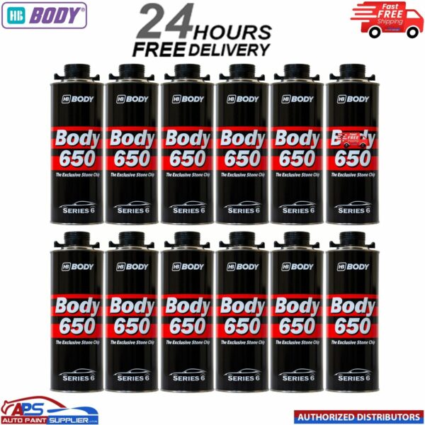 12x HB BODY 650 STONE CHIP BLACK 1KG SCREW TOP CAN SERIES 6 Model: 6500010001