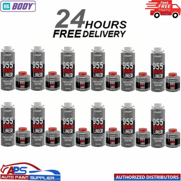 12x HB BODY 955 TOUGH BED LINER COATING 1 BOTTLE KIT WITH HARDENER - TINTABLE Model: 955.02.0000.1X12