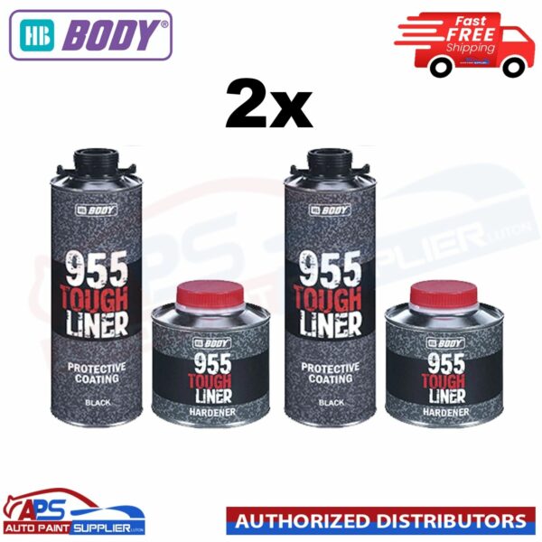 2X HB BODY 955 TOUGH BED LINER COATING 1 BOTTLE KIT - WITH HARDENER (BLACK) Model: 95.955.955.1