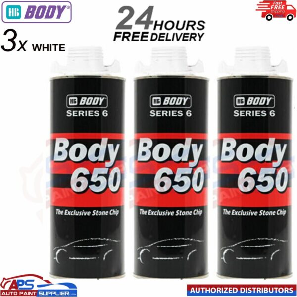 3x HB BODY 650 STON CHIP WHITE 1KG SCREW TOP CAN SERIES 6 - FAST DELIVERY Model: 6500010001